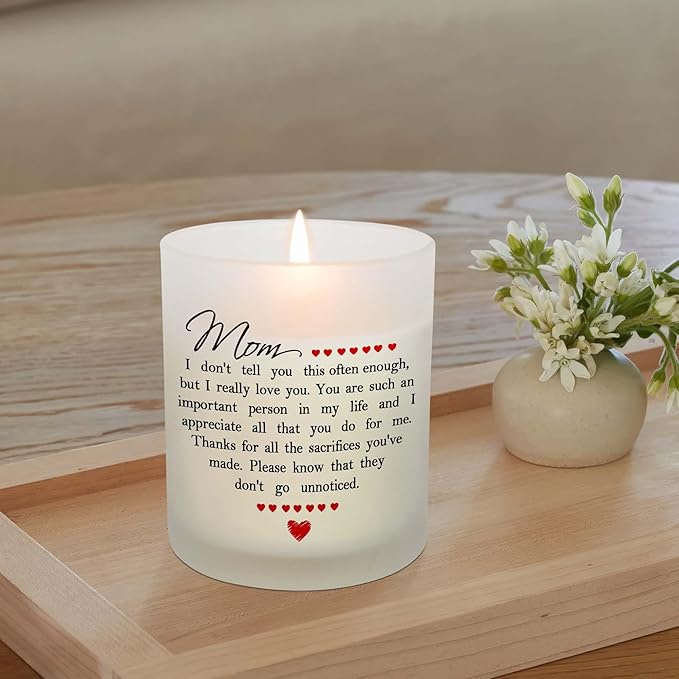 TEEZWONDER Mothers Day Gifts for Mom from Daughter Son - Long Lasting Vanilla Lavender Candle 10 oz - Mom Birthday Gifts for Women Mama, Present for Stepmom Mother-in-Law