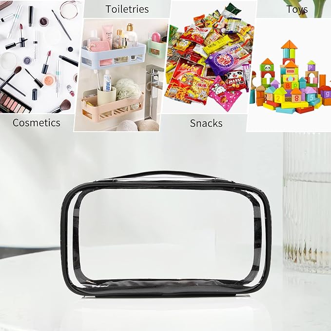 OCHEAL Clear Makeup Bag, TSA Approved Toiletry Bag Small Portable Travel Transparent Cosmetic Bag Organizer Cute Storage Bags with zipper for Women and Girls Cosmetics Toiletries Clear Pouch