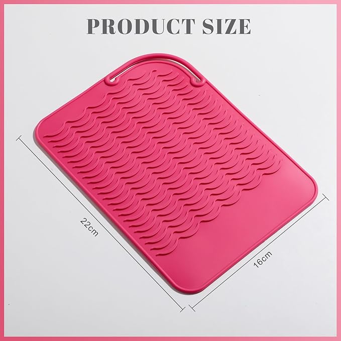 Oneleaf Portable Heat Insulated Silicone Mat – Designed for Curling & Flat Irons, Hair Straighteners – Versatile and Durable Heat Resistant Silicone Pouch for Hair Styling Tools-Pink