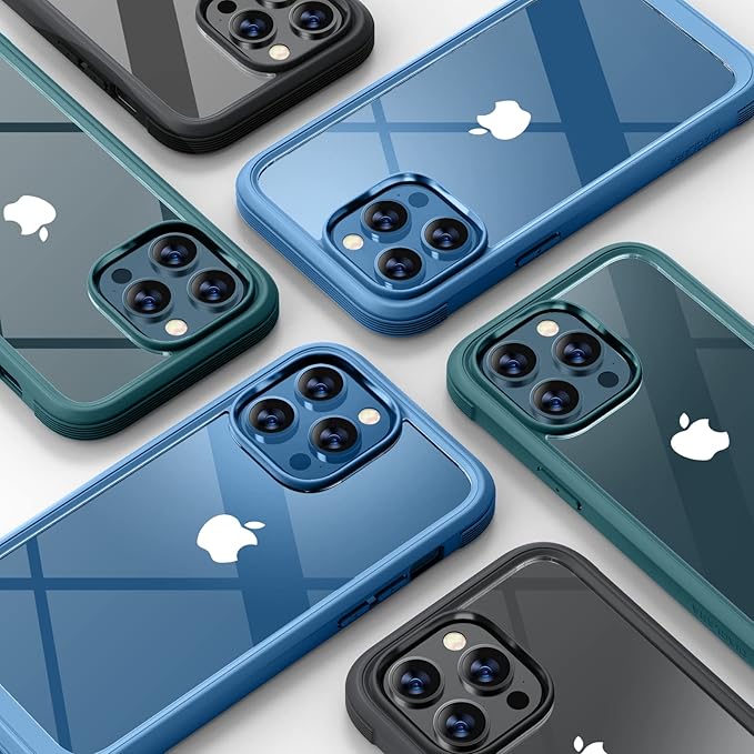 Miracase Designed for iPhone 12 Pro Max Case, Full Body Rugged Case with Built-in Touch Sensitive Anti-Scratch Screen Protector, Soft TPU Case Compatible with iPhone 12 Pro Max 6.7", Water Blue