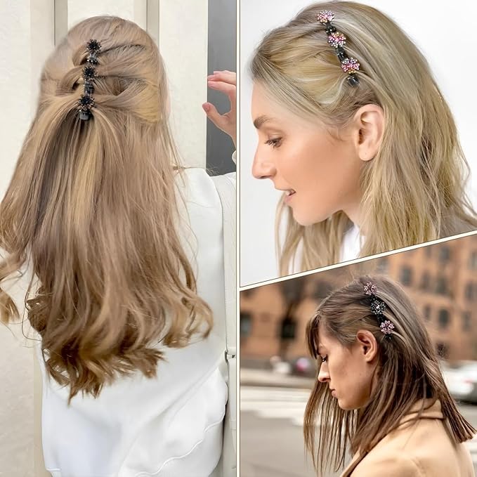 4Pcs Sparkling Crystal Stone Braided Hair Clips Women Hair Accessories for Styling Sectioning,Braided Hair Clips for Women for Quick Change of Look Styling