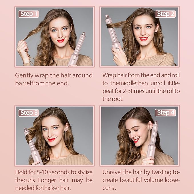 5 in 1 Hot Air Brush - Blow Dryer Brush & Air Curling Wrap Styler with Negative Ion Technology, Hair Dryer Brush for Drying, Curling, Straightening & Styling, Professional Hair Styling Tools