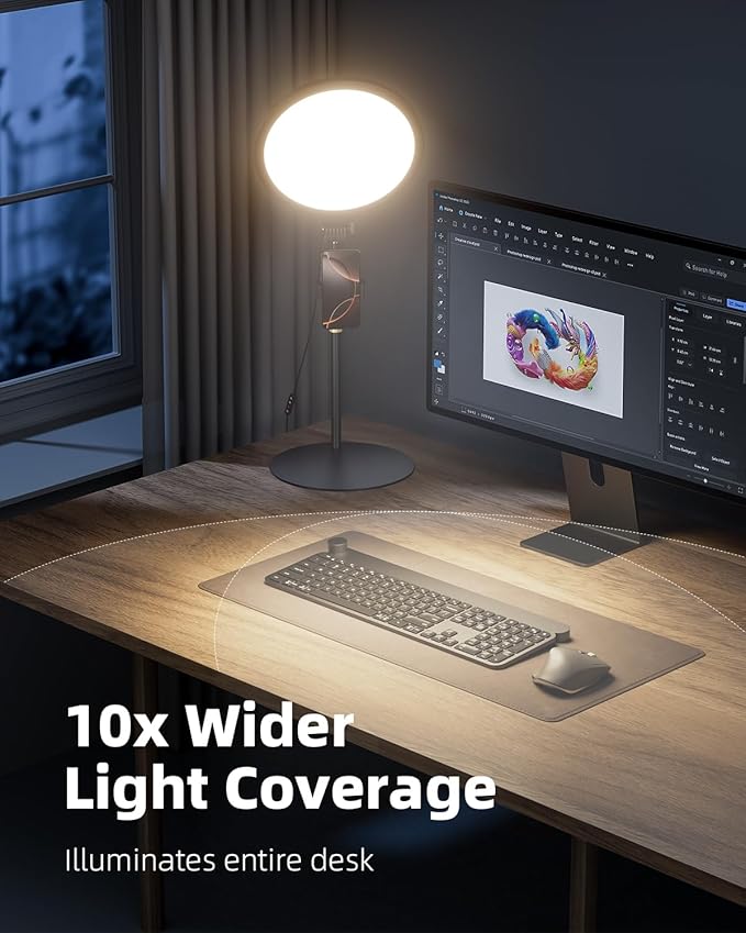 10.5" Ring Light with Stand, Full-Screen Selfie Ring Light for Desk with Phone Holder, Adjustable Laptop Light for Video Recording, Zoom Lighting for Computer, Meeting, Live Streaming, Podcast
