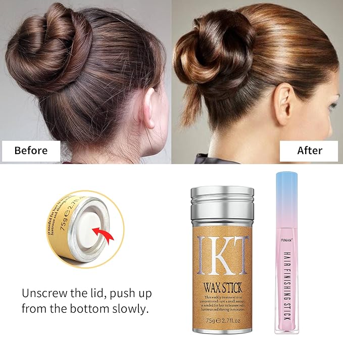 2 Pcs Hair Wax Stick,Hair Finishing Stick for Edge Control,Wax Stick for Flyaway,Edge Frizz Baby Hairs Control,Slick Back Hair,Not-Greasy