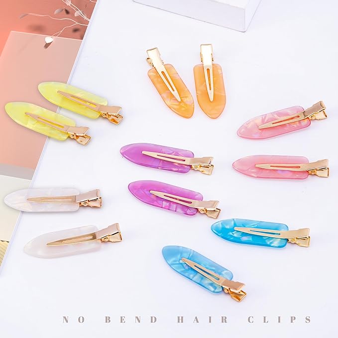 No Crease Creaseless No Bend Hair Clips For Styling Non Slip Flat Clips For Makeup Hair Accessories For Women,Bright Pink Purple,12 PCS