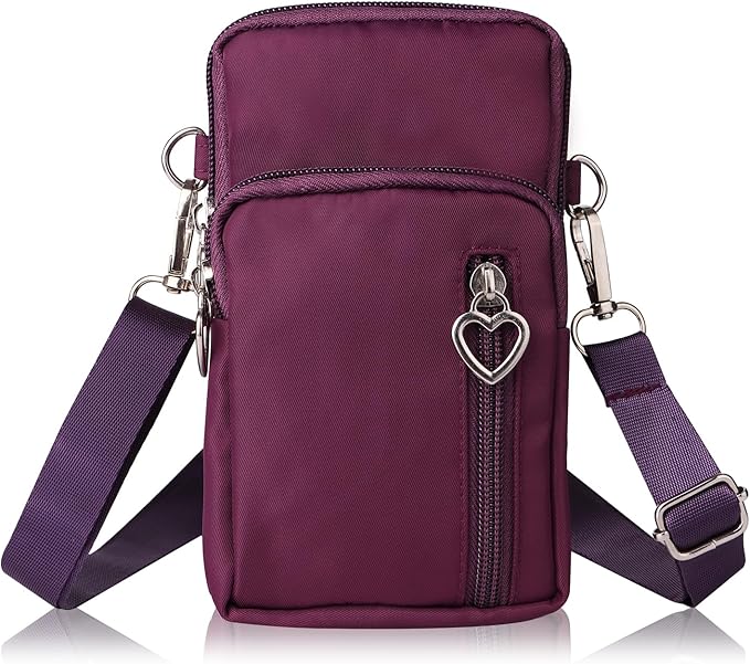 Women Cell Phone Purse Wristband Sport Armband Wallet Travel Crossbody Cell Phone Purse for Galaxy S10 Plus S9 Plus A50 A7 J7,OnePlus 6T,HTC U12 (Purple)
