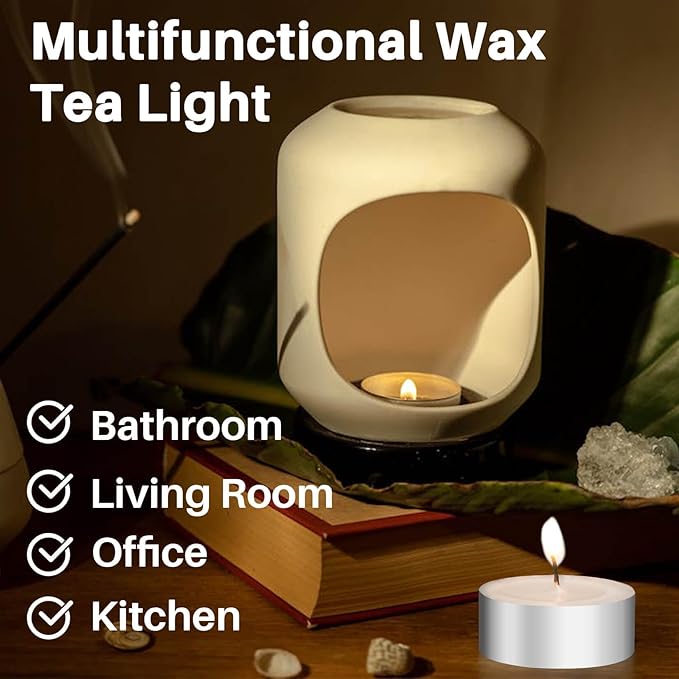 Tealight Candles - Tea Lights Candles Unscented Tea Tree Lights Mini Votive with Cotton Wick for Decorating Home,Pool,Shabbat,Wedding,Emergencies,Christmas,Halloween,Parties, Spas