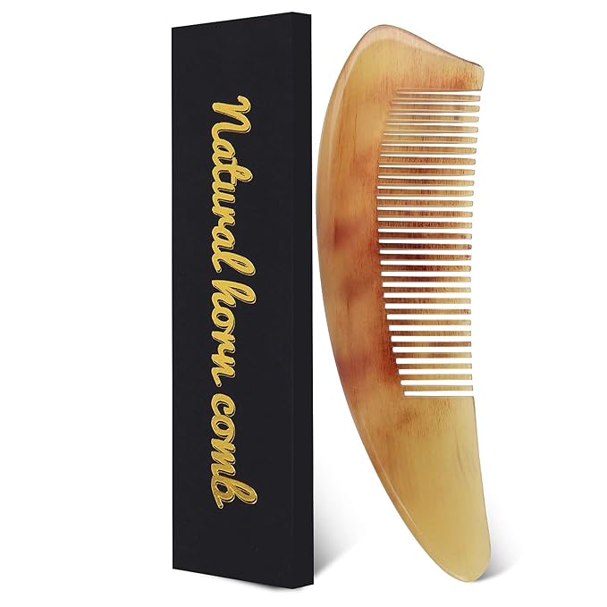 Horn Comb - Anti-Static Fine Tooth Detangling Comb for All Hair Types and Ages