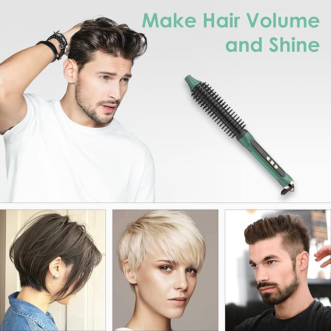 3/4 Inch Barrel Thermal Round Brush, Volume Heat Styling Brush for Men and Women Medium Thin Curly Straight Hair, Heated Curling Iron,12 Temperature Setting (1.35 Inch with Bristles)
