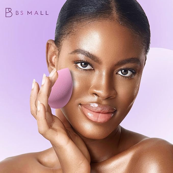 Makeup Sponge Set BS-MALL Triangle Puff 14 Pcs for Liquid, Cream, and Powder, Multi-colored Makeup Sponges and Mini Sponge (A-Purple)