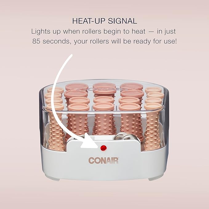Conair Double Ceramic Hot Rollers for Long, Medium, and All Hair - Hair Curler - Hair Roller Clips Included - 1/2 inch, 3/4 inch, and 1 inch Rollers