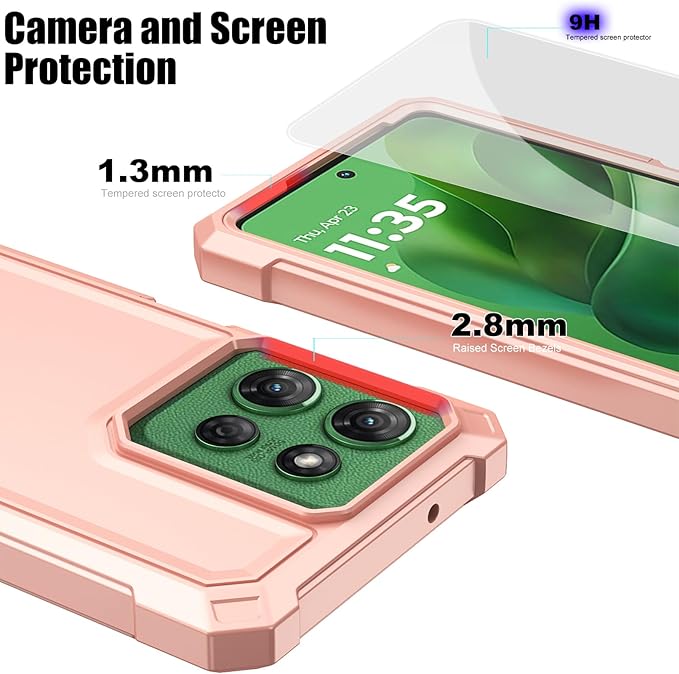 Ailiber for Motorola Moto G Stylus 5G 2025 Case with Screen Protector, Motorola G Stylus 2025 Dual Layer Phone Case, Shockproof Corners TPU Bumper, Slim Silicone, Rugged Cell Cover Cover-Rose Gold