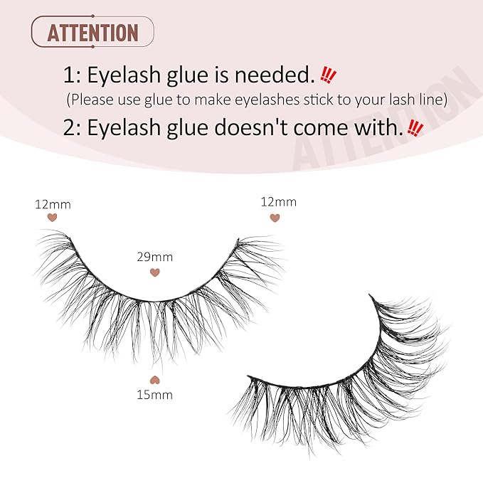 Onlyall Wispy Lashes - Natural Flared False Eye Lashes, Soft Fluffy 7 Pairs D-K38