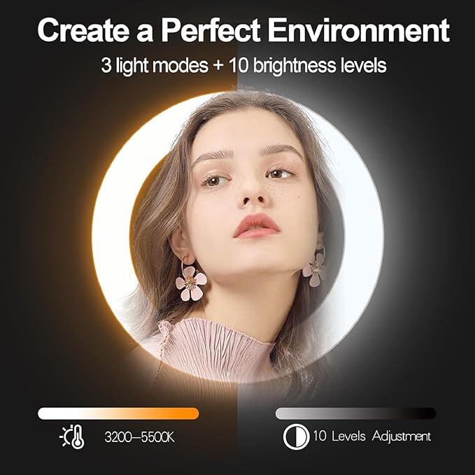 EMART 10" Ring Light with 55" Extendable Tripod Stands and Phone Holder, Dimmable LED Circle Round Light for Selfie Camera Photography/Makeup/YouTube Video/Vlogging/Live Streaming