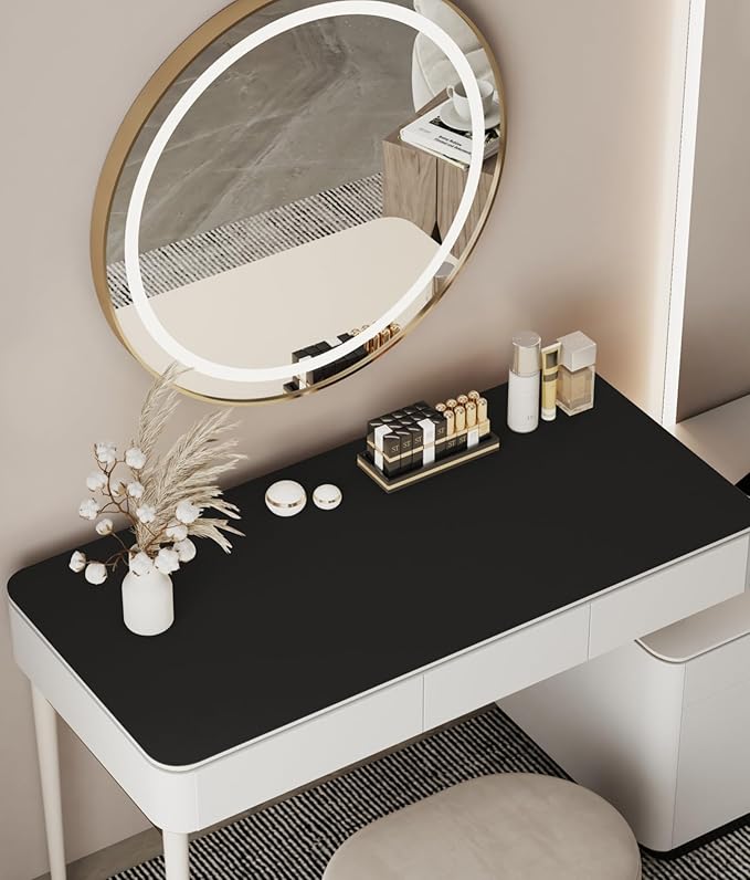 39.37"" * 15.7"" Large Makeup Mat for Vanity Top Protector,Cover Work Table Waterproof, Non-Slip Pad for Makeup Vanity. (Black)