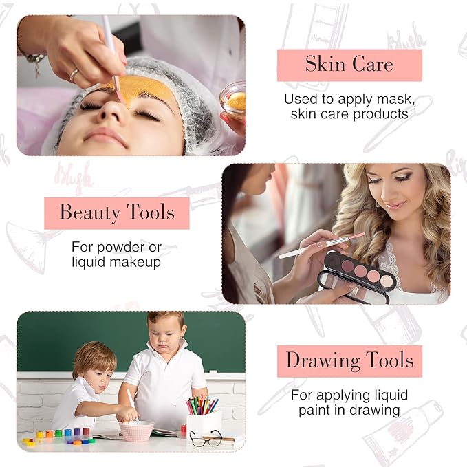 9 Pieces Facial Fan Mask Brushes, Soft Facial Applicator Brushes Tools for Peel Glycolic Makeup for Mud Cream(Pink, White)