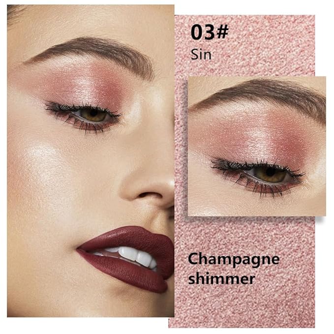 evpct Champagne Shimmer Single Eye shadow Palette Makeup for Older Women, Glitter Sparkly Cream Eye Shadow Palette Brightener Makeup for Older Women, High Pigment Waterproof Monochrome Mini Eyeshadow