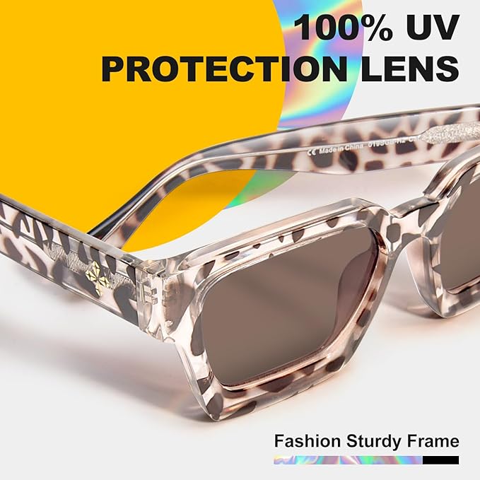 VISOONE Fashion 100% UV400 Protection Rectangle TR90 Y2K Sunglasses Accessories for Women Men RIVER