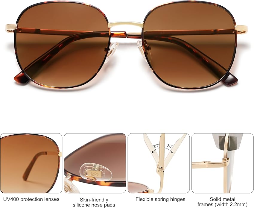 SOJOS Classic Trendy Square Sunglasses for Women Men Cute Big Frame Gold Shades SJ1137