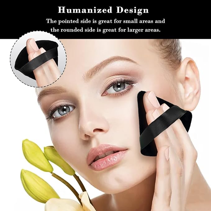 8Pcs of Triangular Powder Puff Makeup Sponges, Made of Super-soft Velvet, Designed for Contouring, Eye, and Corner, Beauty Blender Foundation Mixing Container.