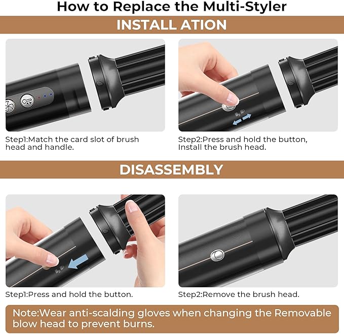 7 in ONE Hair Dryer Brush, Powerful Blow Dryer Brush with Auto- Wrap Curler, Detachable Fast Drying, Volumizing, Curling, Straightening, Ionic Hair Dryer with Diffuser, Hair Styling Tools Storage Case