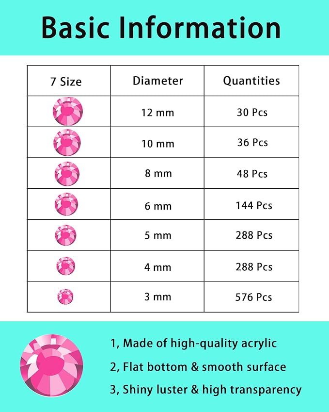 NIACONN 1760 Pcs Pink Hair Jewels Face Gems Stick on, Self Adhesive Glitter Rhinestones Stickers for Women Body Eyes Nails Festival Halloween Makeup & Crafts