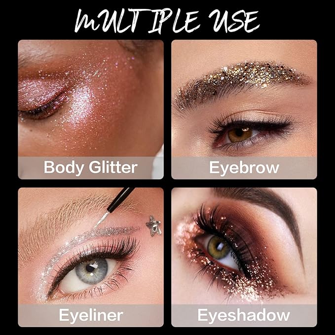 16 Colors Glitter Metallic Liquid Eyeliner Set Waterproof Long Lasting Eye Liner pencil Pigmented Shimmer Eye Makeup Gift Kit for Women Green Purple Blue Pink white Silver Gold Colored Eyeliners