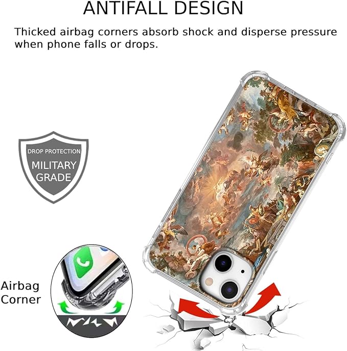 Case for iPhone 13 Mini with Renaissance Art Design,Aesthetic Classical Angel God Painting,Unique Soft TPU Protective Phone Cover(13mini,Gods)