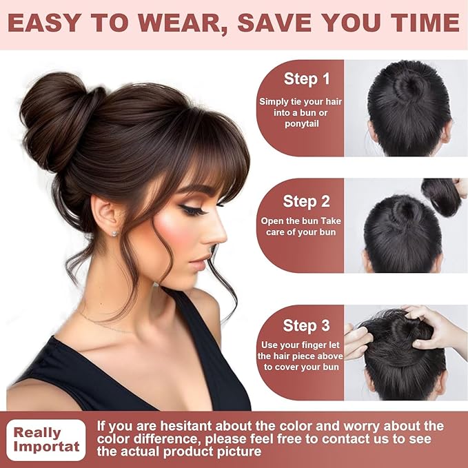 1PCS Messy Bun Hair Piece Human Hair Thick Updo Curly Wavy Chignons Scrunchies for Women Bun Donut Updo Hair Pieces Bun Extension (#04 Medium Brown)