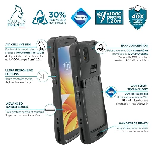 Mobilis Rugged Case for Zebra TC22 TC27 Mobile Computer, Reinforced Protective Case, Military Grade Shockproof, Compatible with Charging Accessories, Recycled Materials, Black