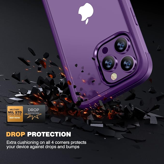 Miracase Designed for iPhone 12 Pro Max Case, Full Body Rugged Case with Built-in Touch Sensitive Anti-Scratch Screen Protector, Soft TPU Case Compatible with iPhone 12 Pro Max 6.7", Purple