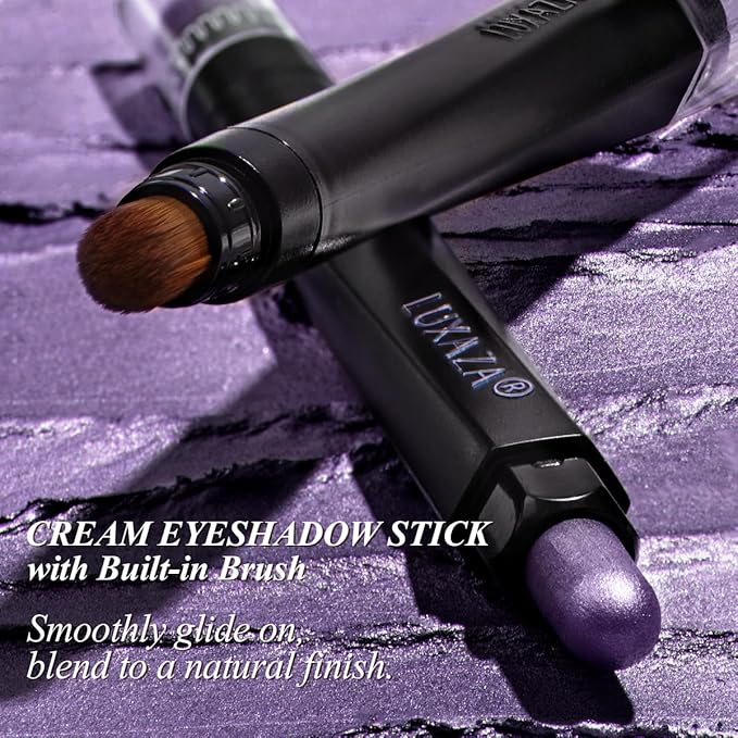 Neutral Eyeshadow Stick Makeup Set, Pink and Purple Metallic Shimmer Matte Cream Eye Shadow Eyeliner Brightener Pencil Crayon - PURPLE MARTINI