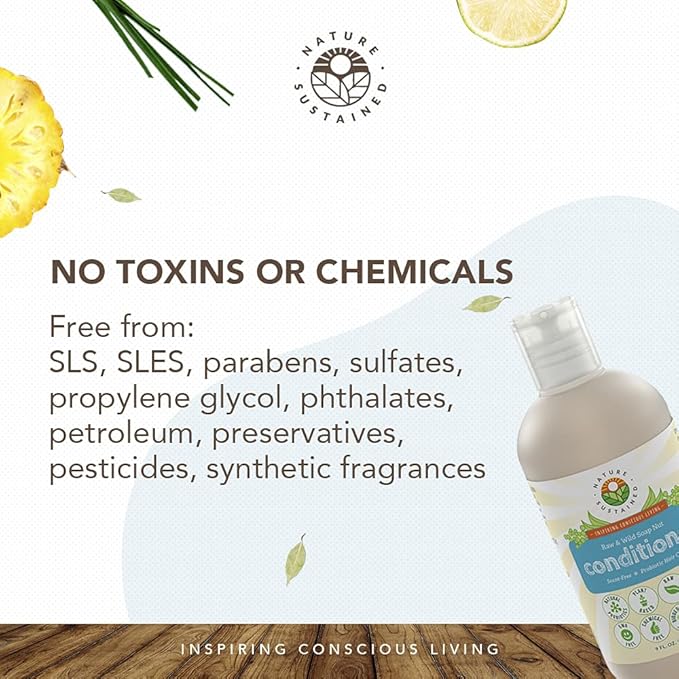 Organic Conditioner - Hypoallergenic, Chemical-Free, Sulfate Free Natural Conditioner for Dry or Damaged Hair, Raw Probiotic Hydrating Soapberry Formula, Gallon, Lemongrass
