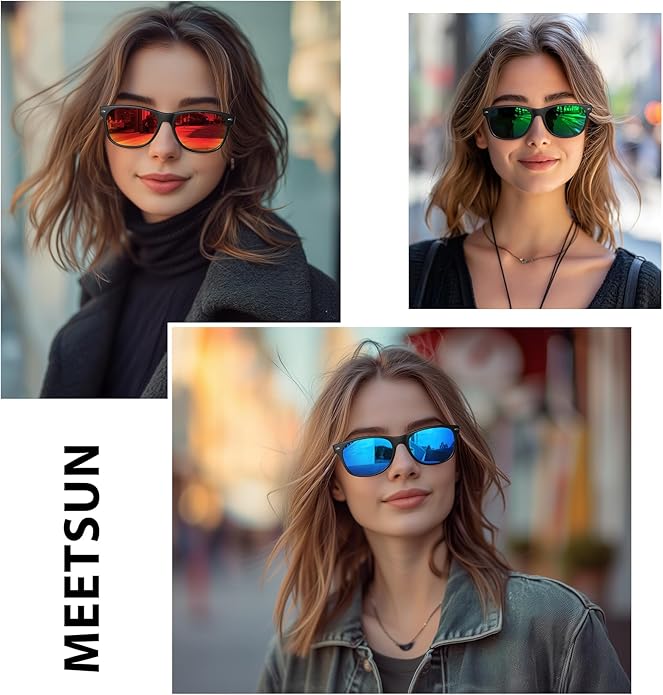 MEETSUN Classic Polarized Sunglasses for Women Men Trendy Retro Sun Glasses for Driving UV Protection (3 Pack)