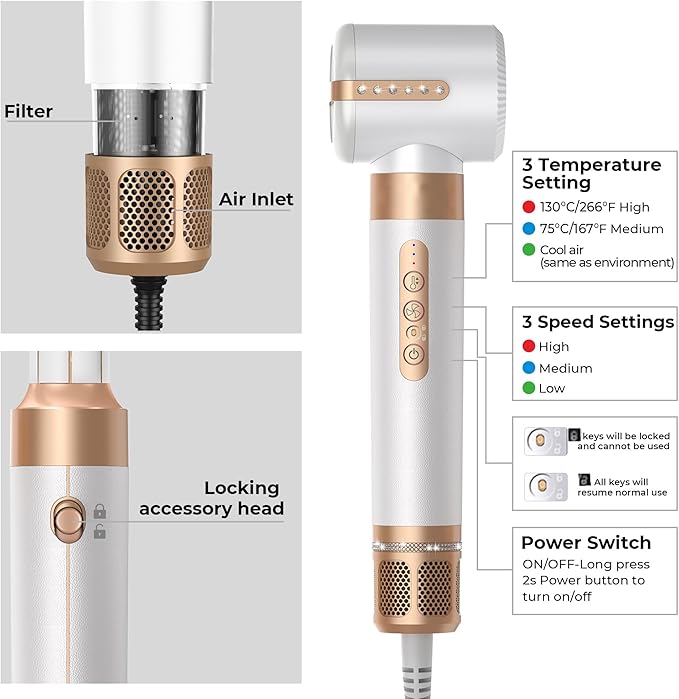 7 in ONE Hair Dryer Brush, Powerful Blow Dryer Brush with Auto- Wrap Curler, Detachable Fast Drying, Volumizing, Curling, Straightening, Ionic Hair Dryer with Diffuser, Hair Styling Tools Storage Case