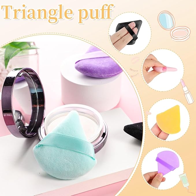 Pimoys 6 Pieces Powder Puff Soft Makeup Sponge Triangle Make Puff for Face Powder Cosmetic Foundation Sponge Beauty Makeup Tool, MultipleColors