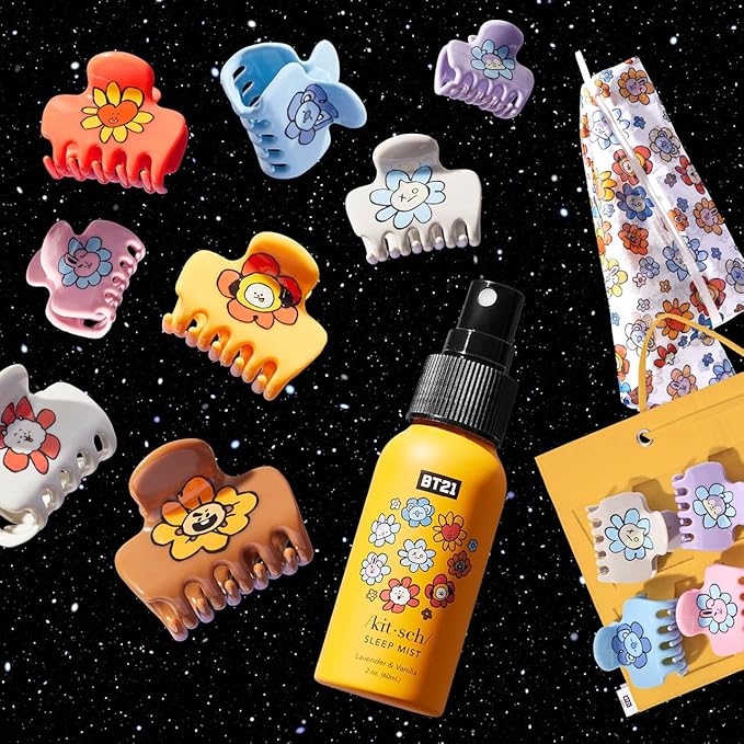 Kitsch BT21 Recycled Plastic Puffy Medium Hair Clips for Women, Medium Claw Clips for Thin Hair and Short Hair for Women