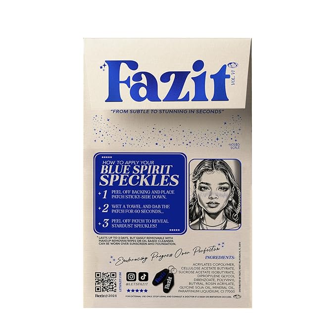 Fazit Blue Speckle Makeup Patches - Waterproof, Temporary Face Patches - 6 Count