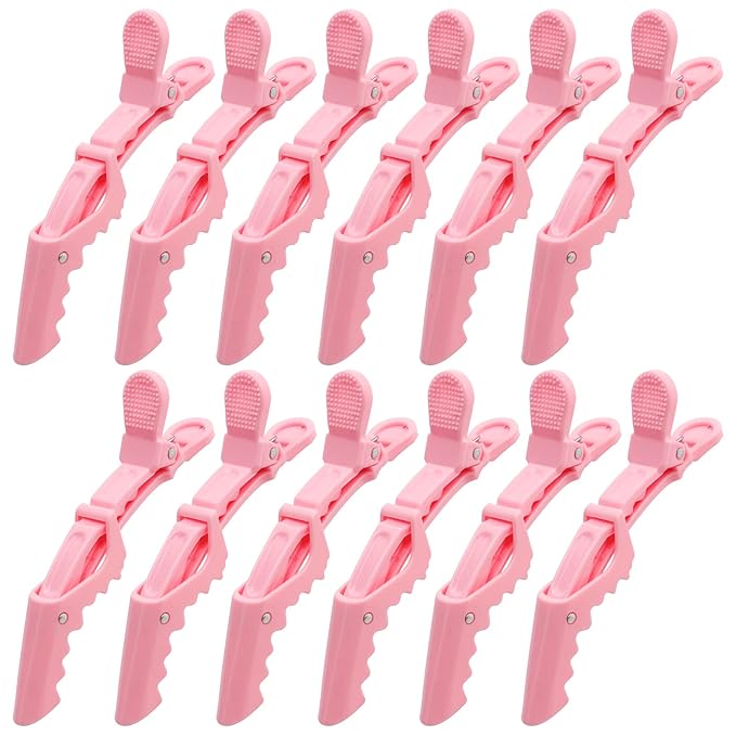 12Pcs Pink Hair Clips for Styling Sectioning, Alligator Hair Clips for Hair Salon, Hair Accessories for Women