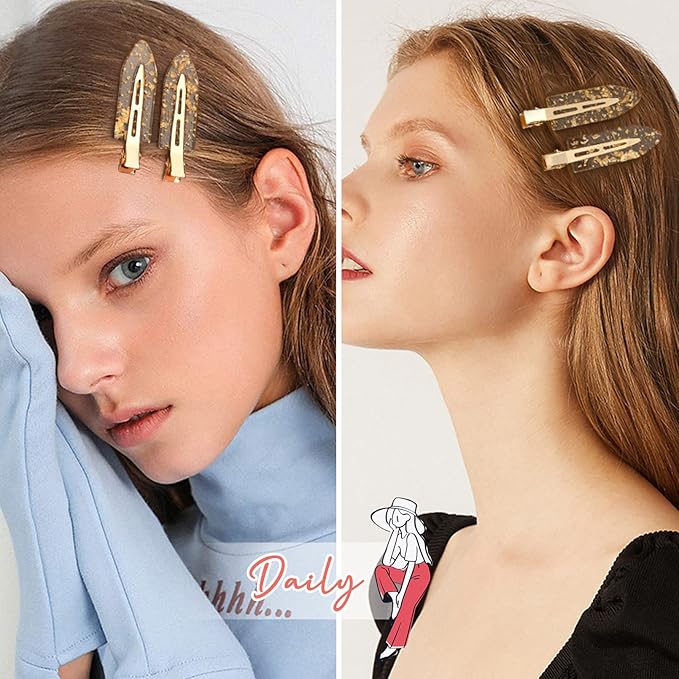 8PCS No Bend No Crease Gold Glitter Makeup Creaseless Hair Clips - Styling Hair Accessories for Bride, Women & Girls