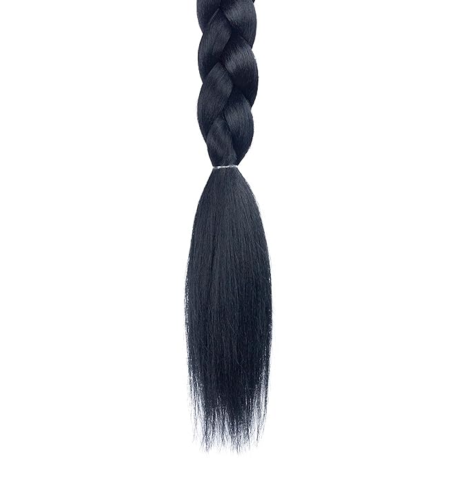 2 Pack Long DIY Braided Ponytail Extension with Hair Tie Straight Wrap Around Hair Extensions Ponytail(1B#)