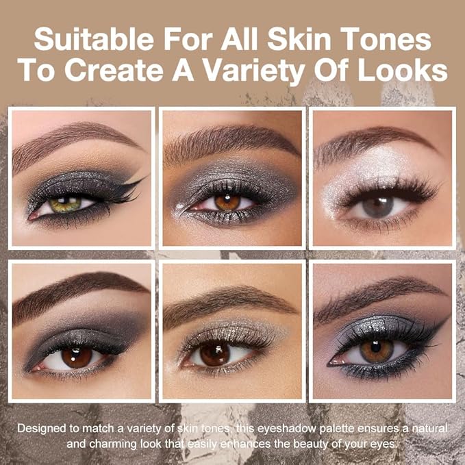 Kaely 6 Color Mini Black Smoky Eyeshadow Palette Makeup, Highly Pigmented Eye Shadow Palette Waterproof, Glitter Shimmer Eye Shadow Palette, paleta de sombras de ojos, Vegan & Cruelty-free, 02