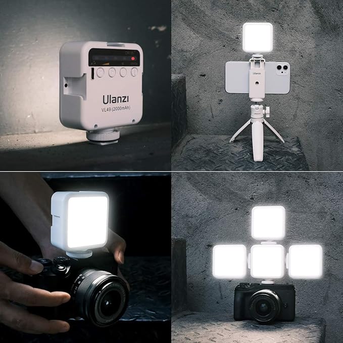 ULANZI VL49 2000mAh LED Video Light w 3 Cold Shoe, Rechargeable Soft Light Panel for DJI OSMO Mobile 3 Pocket Zhiyun Smooth 4 Sony RX100 VII Canon G7X Mark III A6400 6600 Action Camera 13 9 8 Vlogging