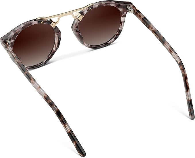 WearMe Pro - Women's Polarized, Round Retro, Double-Bridge Vintage Sunglasses