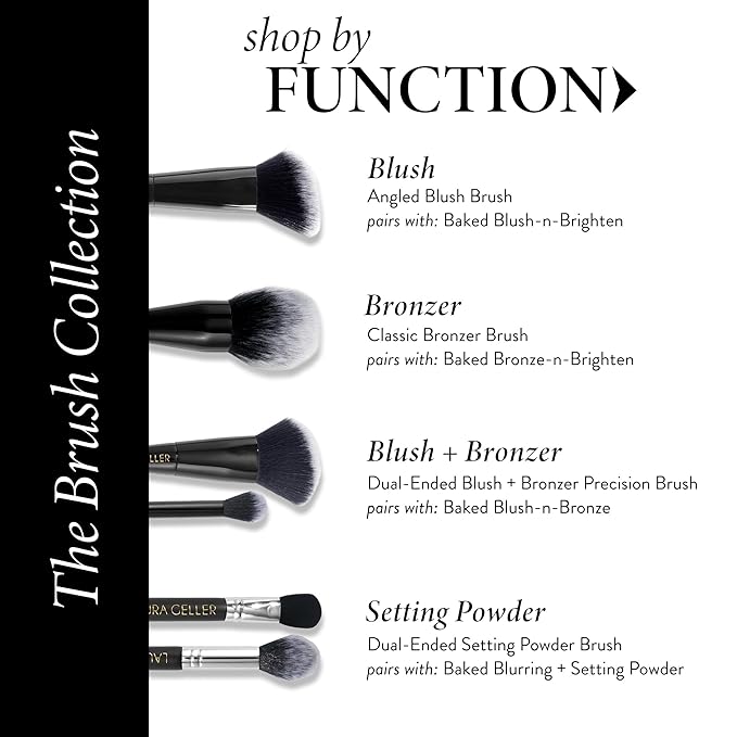 LAURA GELLER NEW YORK Angled Blush Brush with Black Wooden Handle & Dense Bristles for Makeup Application