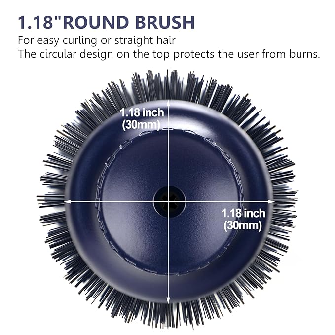 Hair Dryer Brush, Aima Beauty 4-in-1 Upgrade Hot Air Straightener Curler Function for Women, Hair Styling Tools, Prussian Blue-Round