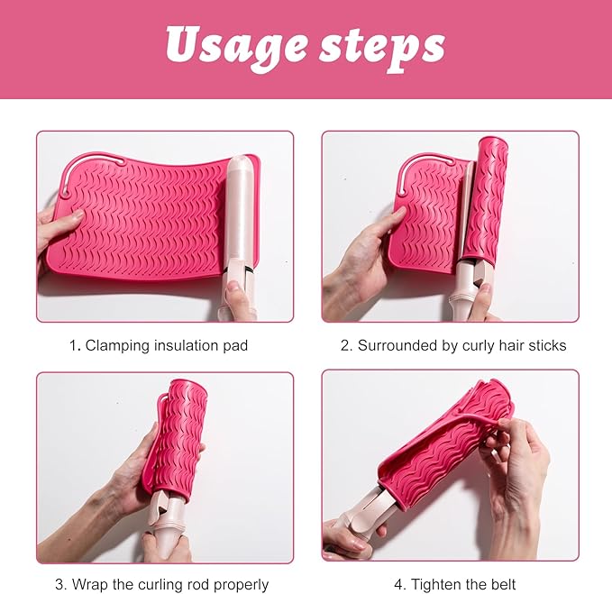 Oneleaf Portable Heat Insulated Silicone Mat – Designed for Curling & Flat Irons, Hair Straighteners – Versatile and Durable Heat Resistant Silicone Pouch for Hair Styling Tools-Pink
