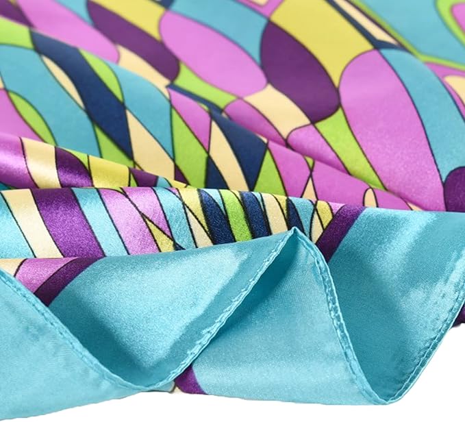 35 x 35 Women's Fashion Pattern Large Square Silk Like Hair Scarf Head Sleeping Wrap Satin Neck Bandana for Gift…