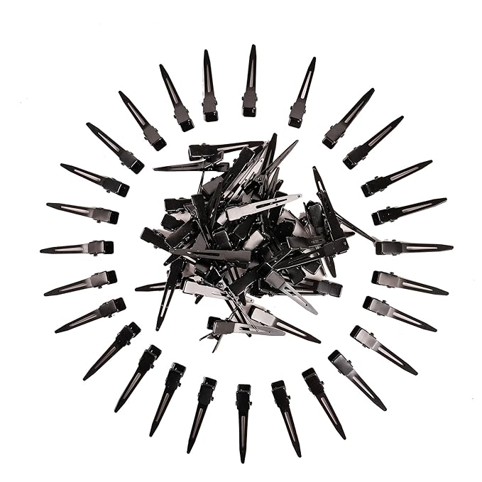 100 Packs black Alligator Curl Clips, bandenger 1.8 Inch Single Prong Clips Hair Accessories,for Girls and Women,Hair Styling,Hair Coloring, Random Color (black)