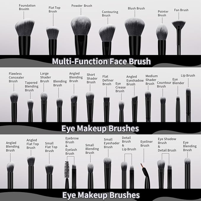 MAANGE Makeup Brushes 49 Pcs Makeup Kit, Multi-functional Makeup Tool Set with Makeup Brush Foundation Brush Make up Brushes Set (Black, 49 Piece Set)
